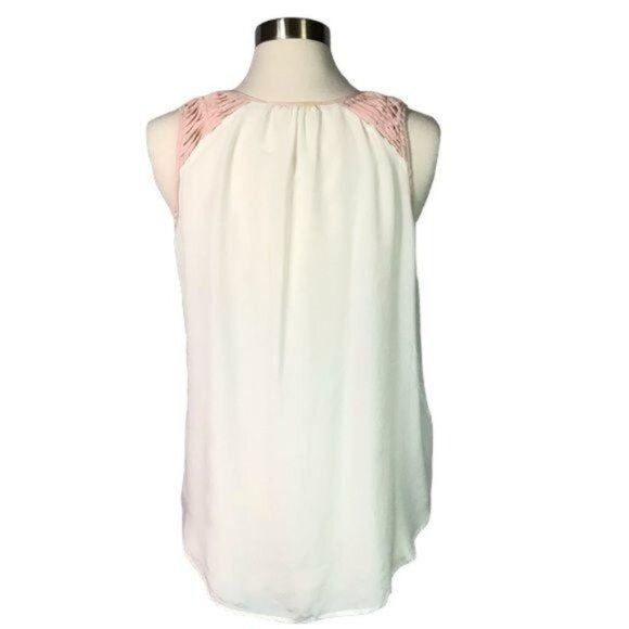 Anthropologie Meadow Rue L silk tank cream pink - Picture 3 of 8